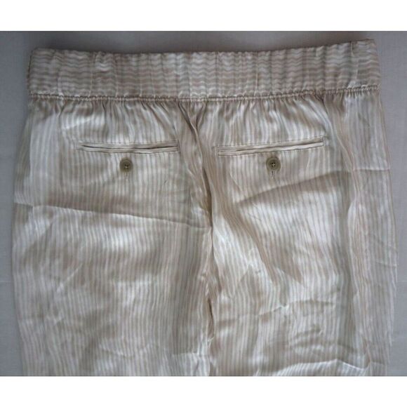ATM Anthony Thomas Melillo Women's Sz S Beige Striped Pleated Cropped Pants - Picture 9 of 11